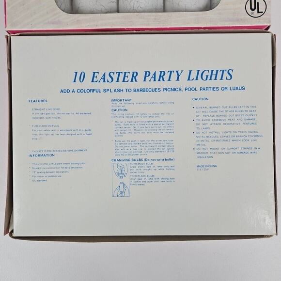Vintage EASTER EGG String Lights -‎ 2 Sets Crackle Blow Mold Open Box Tested - Picture 3 of 3